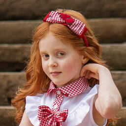 Piccola Speranza-Girls Red Gingham Hairband | Childrensalon Outlet