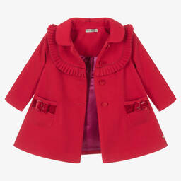 Piccola Speranza-Girls Red Traditional Pleated Coat | Childrensalon Outlet