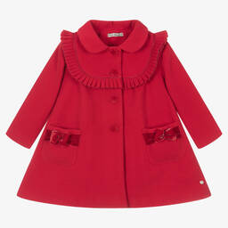 Piccola Speranza-Girls Red Traditional Pleated Coat | Childrensalon Outlet