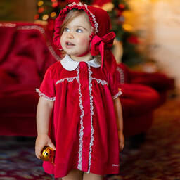 Piccola Speranza-Girls Red Velvet Dress | Childrensalon Outlet