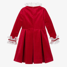 Piccola Speranza-Girls Red Velvet Pleated Dress | Childrensalon Outlet