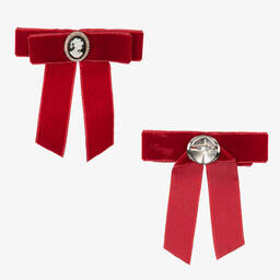 Piccola Speranza-Girls Red Velvet Pleated Dress | Childrensalon Outlet