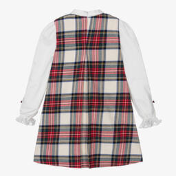 Piccola Speranza-Girls Red & White Cotton Tartan Dress | Childrensalon Outlet