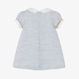 Piccola Speranza-Girls Satin-Trimmed Blue Dress | Childrensalon Outlet