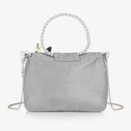 Piccola Speranza-Girls Silver Flower Handbag (21cm) | Childrensalon Outlet