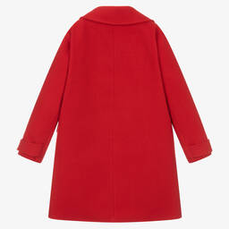 بيكولا سبيرانزا-معطف كلاسيكي مزيج فيسكوز لون أحمر للبنات | Childrensalon Outlet