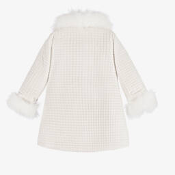 Piccola Speranza-Girls Velvet Coat with Faux Fur | Childrensalon Outlet