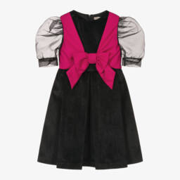 Piccola Speranza-Girls Velvet Dress with Pink Accent | Childrensalon Outlet
