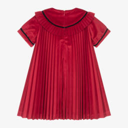Piccola Speranza-Girls Velvet Red Pleated Dress | Childrensalon Outlet