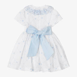 Piccola Speranza-Girls White & Blue Floral Dress | Childrensalon Outlet