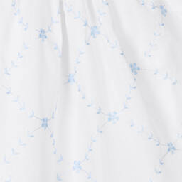 Piccola Speranza-Girls White & Blue Floral Dress | Childrensalon Outlet