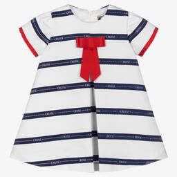 Piccola Speranza-Girls White & Blue Nautical Dress | Childrensalon Outlet