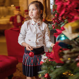 Piccola Speranza-Белая рубашка с бантиками и пуговицами для девочек | Childrensalon Outlet