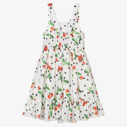 Piccola Speranza-Белое шифоновое платье с вишнями | Childrensalon Outlet