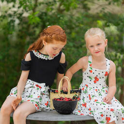 Piccola Speranza-Белое шифоновое платье с вишнями | Childrensalon Outlet