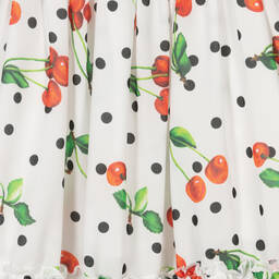 Piccola Speranza-Белое шифоновое платье с вишнями | Childrensalon Outlet