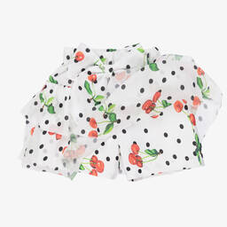 Piccola Speranza-Белая шифоновая юбка-шорты с вишнями | Childrensalon Outlet