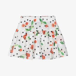 Piccola Speranza-Белая шифоновая юбка-шорты с вишнями | Childrensalon Outlet