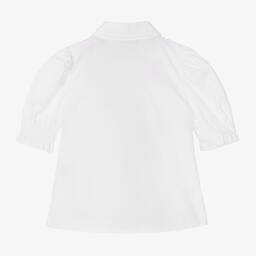 Piccola Speranza-Girls White Cotton Puffed Sleeve Blouse | Childrensalon Outlet