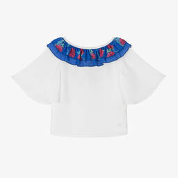 Piccola Speranza-Girls White Crêpe Chiffon Blouse | Childrensalon Outlet