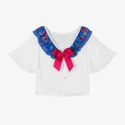 Piccola Speranza-Girls White Crêpe Chiffon Blouse | Childrensalon Outlet