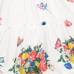 Piccola Speranza-Girls White Floral Crêpe Chiffon Skirt | Childrensalon Outlet