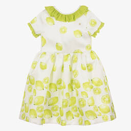 Piccola Speranza-Girls White & Green Lime Dress | Childrensalon Outlet