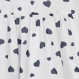 Piccola Speranza-Girls White & Navy Blue Heart Dress | Childrensalon Outlet