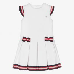Piccola Speranza-Белое плиссированное платье с бантами для девочек | Childrensalon Outlet