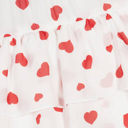 Piccola Speranza-Girls White & Red Heart Georgette Skort | Childrensalon Outlet