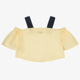 Piccola Speranza-Girls Yellow Off-Shoulder Blouse | Childrensalon Outlet