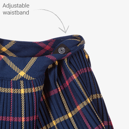 Piccola Speranza-Navy Blue Check Pleated Skirt | Childrensalon Outlet