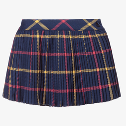 Piccola Speranza-Navy Blue Check Pleated Skirt | Childrensalon Outlet