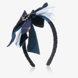 Piccola Speranza-Navy Blue Velvet Hairband | Childrensalon Outlet