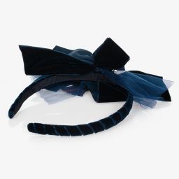 Piccola Speranza-Navy Blue Velvet Hairband | Childrensalon Outlet
