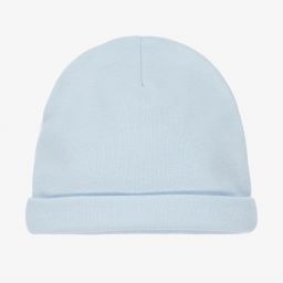 Piccola Speranza-Pale Blue Cotton Logo Baby Hat | Childrensalon Outlet