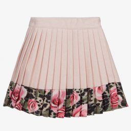 Piccola Speranza-Pink Wool Blend Pleated Skirt | Childrensalon Outlet