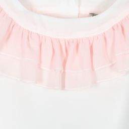 Piccola Speranza-بلوز شيفون كريب لون أبيض وزهري للبنات | Childrensalon Outlet