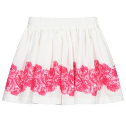 Piccola Speranza-White & Pink Floral Skirt | Childrensalon Outlet