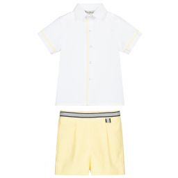 Piccola Speranza-White & Yellow Shorts Set | Childrensalon Outlet