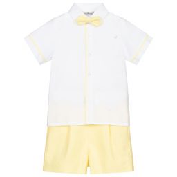 Piccola Speranza-White & Yellow Shorts Set | Childrensalon Outlet