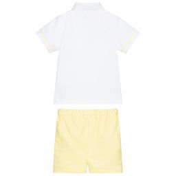Piccola Speranza-White & Yellow Shorts Set | Childrensalon Outlet