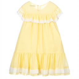 Piccola Speranza-Yellow & White Bow Dress | Childrensalon Outlet