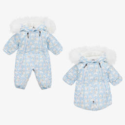Pilguni-Blue Polar Bear Baby Snowsuit | Childrensalon Outlet