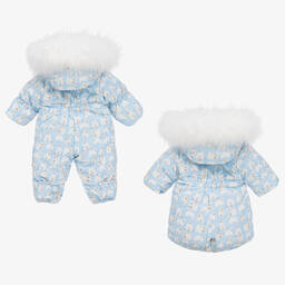 Pilguni-Blue Polar Bear Baby Snowsuit | Childrensalon Outlet