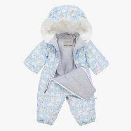 Pilguni-Blue Polar Bear Baby Snowsuit | Childrensalon Outlet