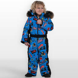 Pilguni-Boys Blue Slogan Print Snowsuit | Childrensalon Outlet