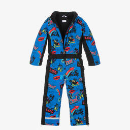 Pilguni-Boys Blue Slogan Print Snowsuit | Childrensalon Outlet