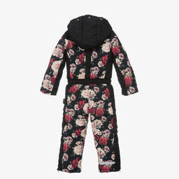 Pilguni-Черный зимний комбинезон с цветами | Childrensalon Outlet