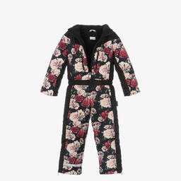 Pilguni-Черный зимний комбинезон с цветами | Childrensalon Outlet